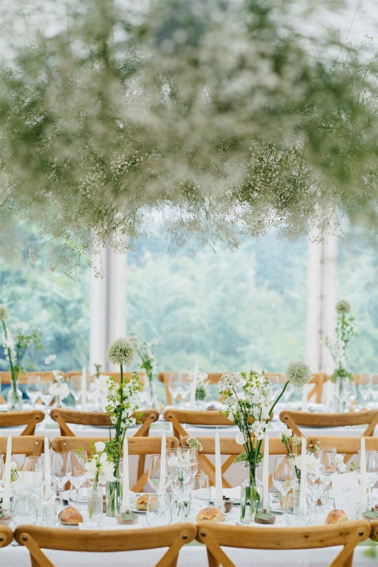 mariage vert blanc élégant
