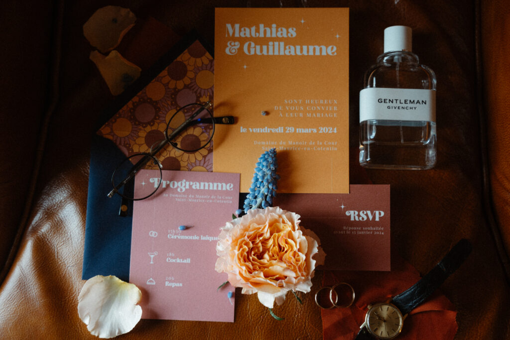 Flat lay futurs mariés