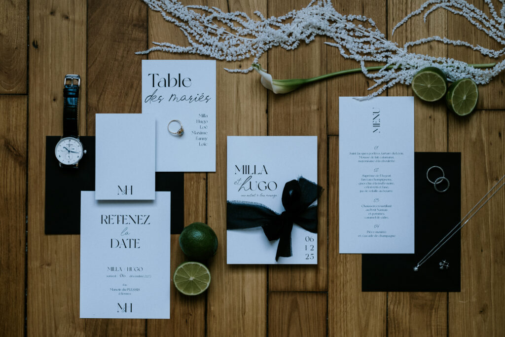 Flat lay blanc et noir